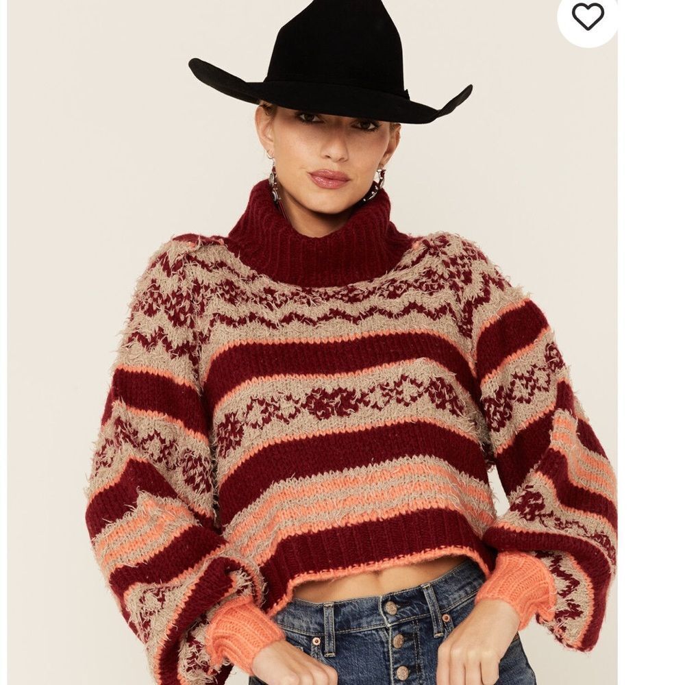 Free People Check Me Out Cropped Turtleneck Sweater | L